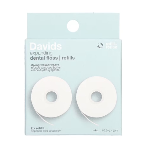 Davids Expanding Dental Floss And Refill With Nano-Hydroxyapatite 2-Pack Mint