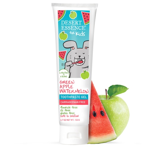 Desert Essence Kids Toothpaste Gel Fluoride Free Green Apple Watermelon