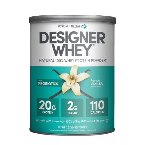 Designer Wellness 100% Whey Protein Powder Designer Whey with Probiotics French Vanilla