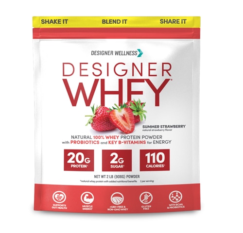 Designer Wellness Designer Natural 100% Whey Protein Powder Strawberry