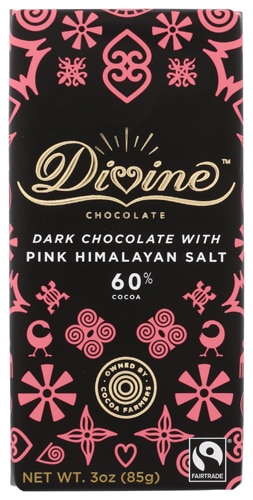 Divine Chocolate Dark Chocolate & Pink Himalayan Salt Chocolate Bar 60% Cocoa