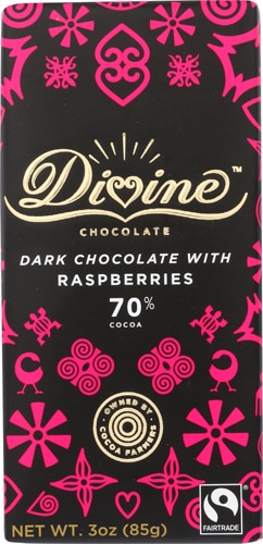 Divine Chocolate Dark Chocolate & Raspberry Chocolate Bar