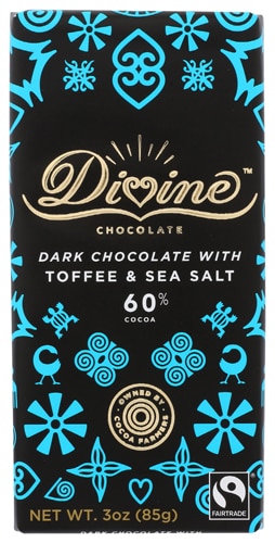 Divine Chocolate Dark Chocolate with Toffee & Sea Salt 60% Cocoa