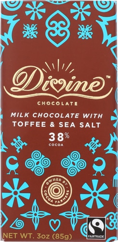 Divine Chocolate Milk Chocolate Bar with Toffee & Sea Salt