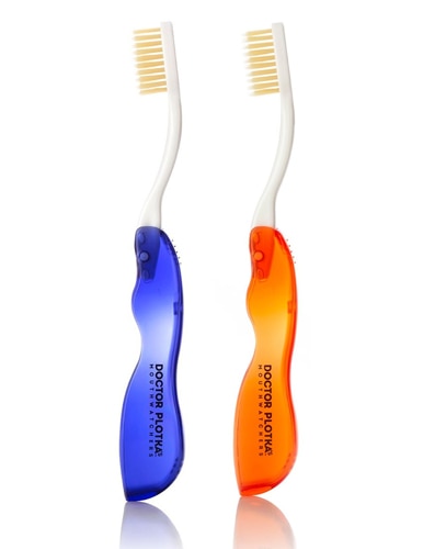 Doctor Plotkas Antimicrobial Travel Toothbrush with Flossing Bristles - 2 Pack