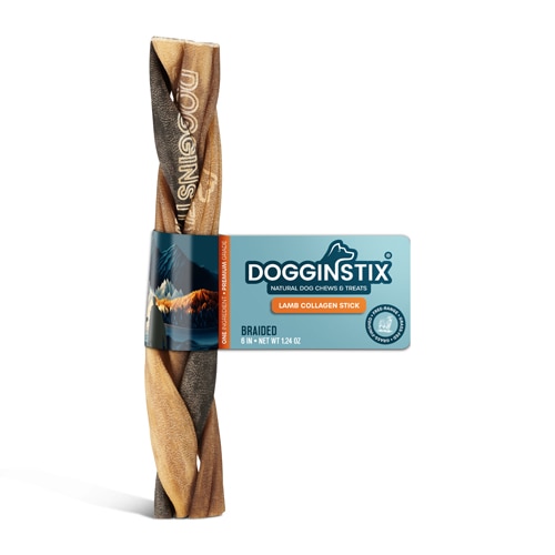 Dogginstix Dog Chew Treat Lamb Collagen 6-Inch Braided