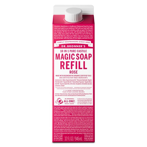 Dr. Bronner's 18-IN-1 Pure-Castile Magic Soap Refill Rose