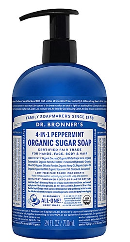 Dr. Bronner's Organic 4-in-1 Pump Soap Sugar Peppermint