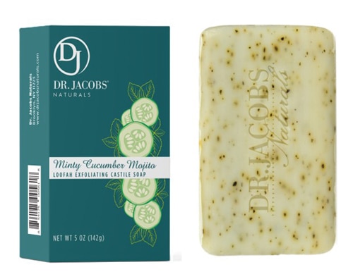 Dr. Jacobs Naturals Loofah Exfoliating Castile Bar Soap Minty Cucumber Mojito