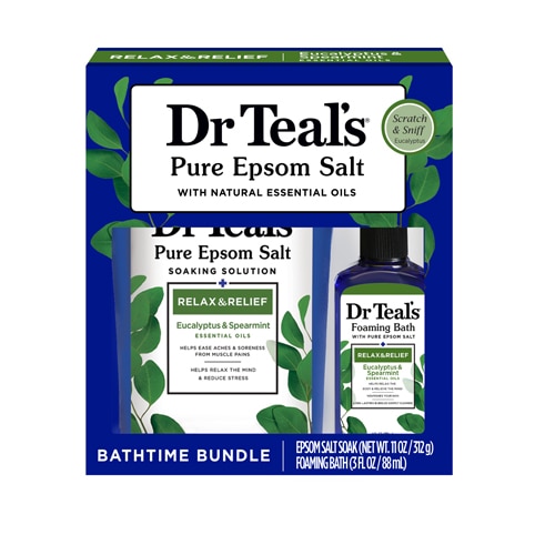 Dr Teal's Foaming Bath & Epsom Salt Soak Bathtime Gift Set - Relax & Relief Eucalyptus