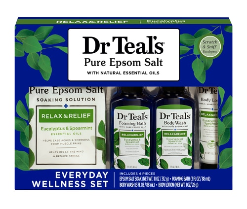 Dr Teal's Pure Epsom Salt 4 Piece Gift Set- Relax & Relief Eucalyptus