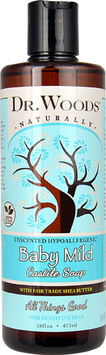 Dr. Woods Naturally Castile Soap with Fair Trade Shea Butter Baby Mild Unscented