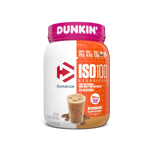 Dymatize ISO 100 Hydrolyzed Protein Powder Dunkin Cappuccino