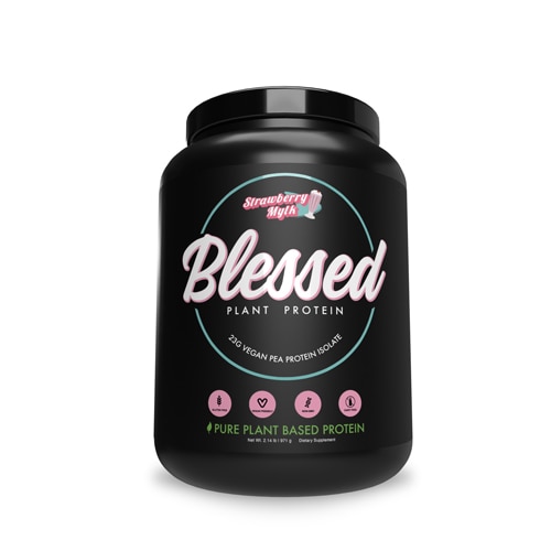 EHPLabs Blessed Plant Based Protein Powder - 23g Pea Protein, Vegan Shake Strawberry Mylk