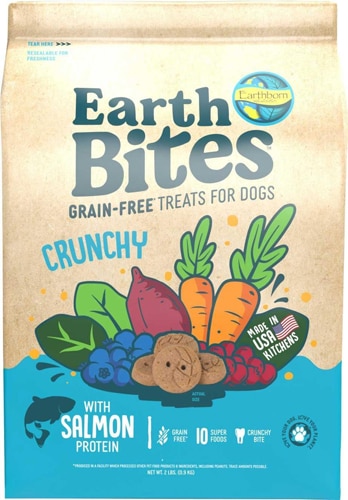 Earthborn Holistic EarthBites Crunchy Grain Free Dog Treats Salmon Protein