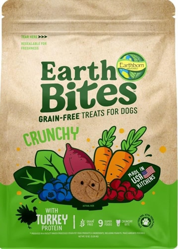 Earthborn Holistic EarthBites Crunchy Grain Free Dog Treats Turkey Protein