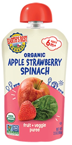 Earth's Best Organic Baby Food Puree 6 + Month Strawberry Apple Spinach