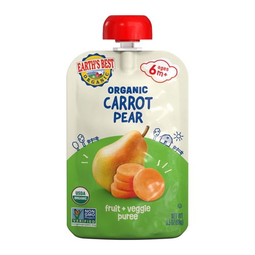 Earth's Best Organic Baby Food Puree 6 + Months Carrot Pear
