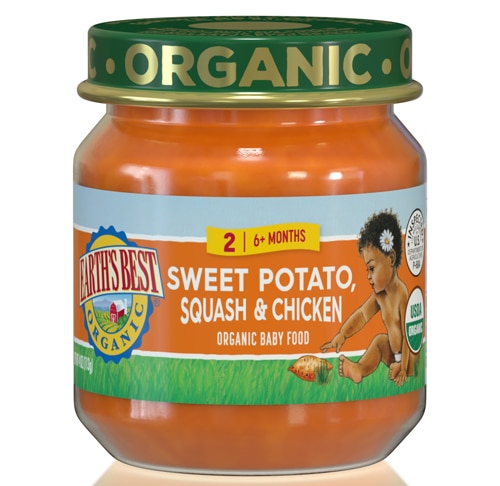 Earth's Best Organic Baby Food Puree 6+ Months Sweet Potato Squash & Chicken