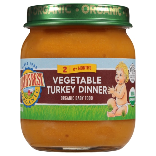 Earth's Best Organic Baby Food Puree 6+ Months Vegetable Turkey Dinner