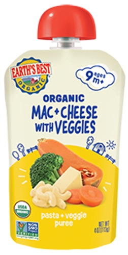 Earth's Best Organic Baby Food Puree Meal 9 + Month Mac & Cheese with Veggies