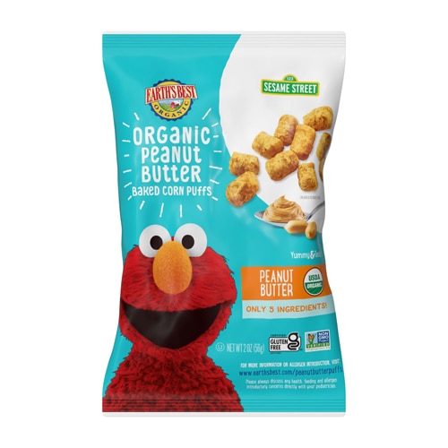 Earth's Best Organic Baked Corn Puffs Toddler Snack Peanut Butter