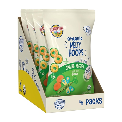 Earth's Best Organic Melty Hoops Toddler Puffed Snack Spring Veggies