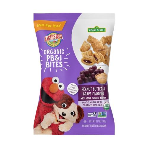 Earth's Best Organic PB&J Bites Toddler Snack 2+ Years Peanut Butter & Grape