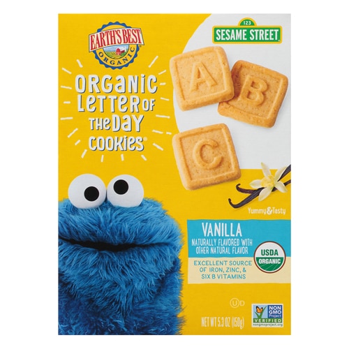 Earth's Best Sesame Street Organic Letter of the Day Cookies Toddler Vanilla