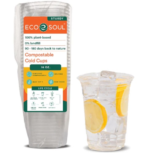 EcoSoul Cold Party Cups 16 oz Compostable Plant-Based