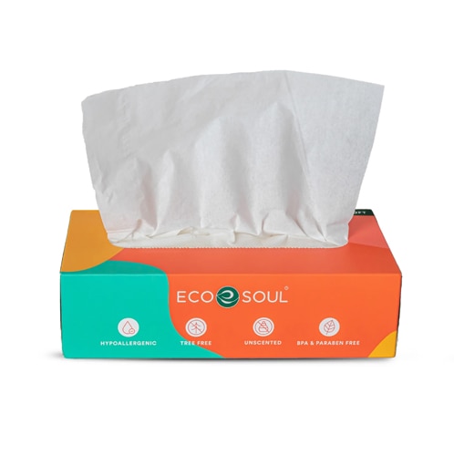 EcoSoul Facial Tissues Bamboo Plastic Free 3-Ply