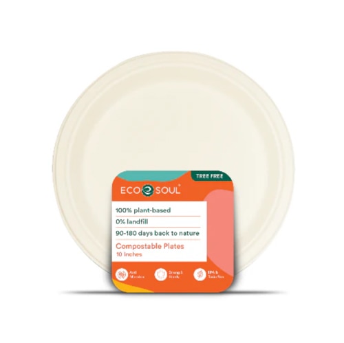 EcoSoul Plates 10-inch Compostable Plant-Based