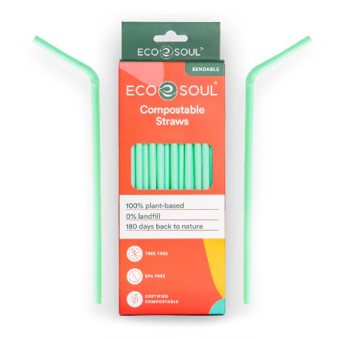 EcoSoul Straws Bendable Compostable Plant-Based