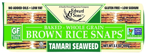 Edward & Sons Baked Brown Rice Snaps Tamari Seaweed