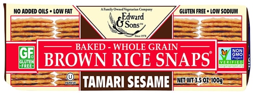 Edward & Sons Baked Brown Rice Snaps Tamari Sesame