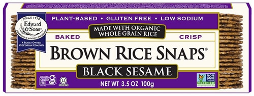 Edward & Sons Brown Rice Snaps Gluten Free Black Sesame