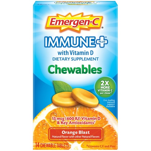 Emergen-C Immune Plus with Vitamin D Chewables Orange Blast