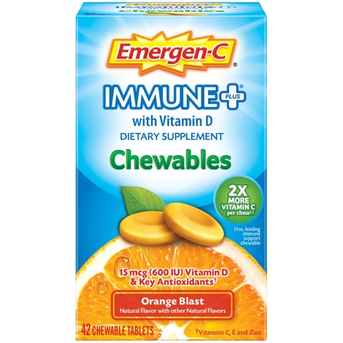 Emergen-C Immune Plus with Vitamin D Chewables Orange Blast