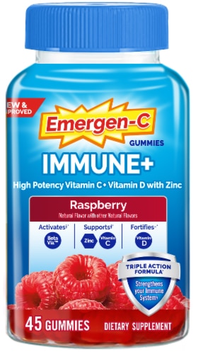 Emergen-C Immune+ Triple Action Immune Support Gummies Raspberry