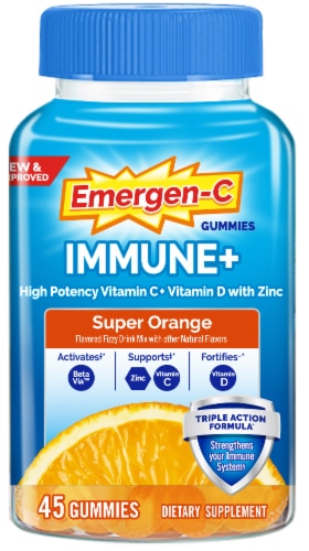 Emergen-C Immune+ Triple Action Immune Support Gummies Super Orange