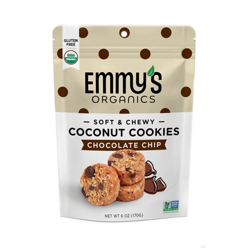 Emmy's Organics Coconut Cookies Gluten Free Vegan Chocolate Chip