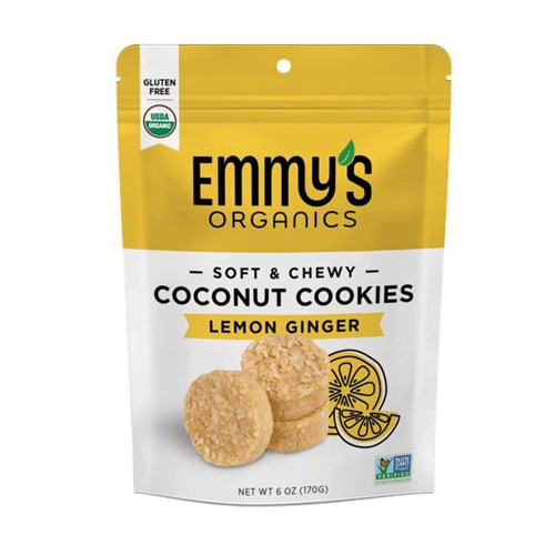 Emmy's Organics Coconut Cookies Gluten Free Vegan Lemon Ginger