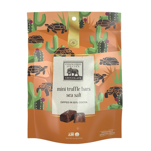 Endangered Species Mini Truffle Bars Sea Salt Dipped in 55% Cocoa