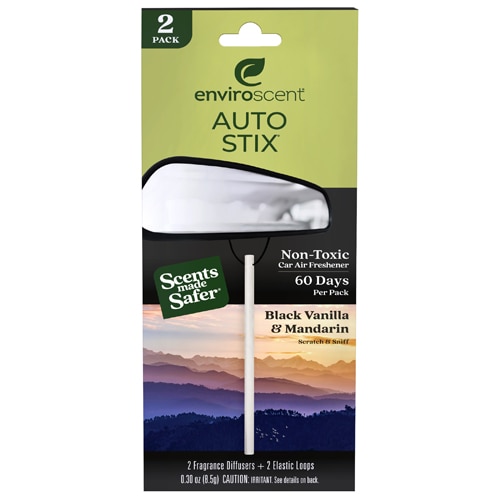 Enviroscent Auto Stix Car Air Freshener Black Vanilla & Mandarin