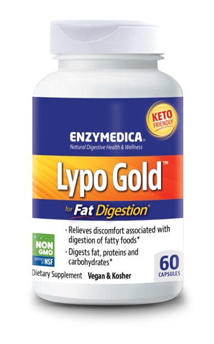 Enzymedica Lypo Gold Digestive Enzymes for Fat Digestion and Fast Acting Gas & Bloating Relief