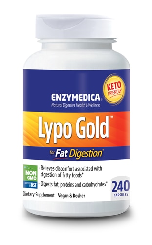 Enzymedica Lypo Gold Digestive Enzymes for Fat Digestion and Fast Acting Gas & Bloating Relief