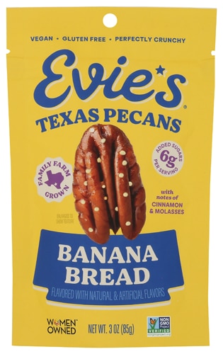 Evie's Snacks Roasted Texas Pecans Banana Bread