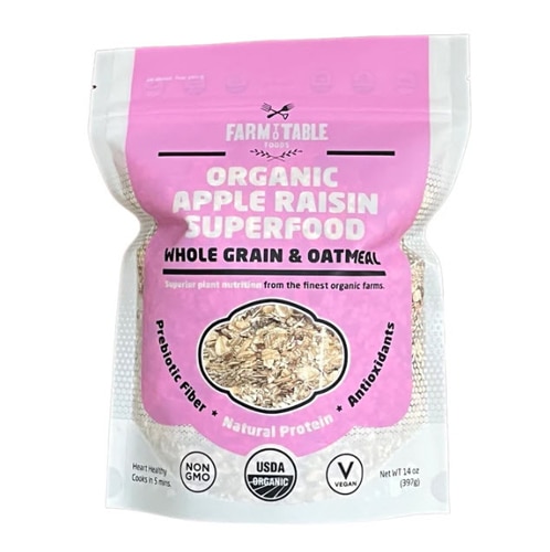 Farm To Table Organic Superfood Whole Grain & Oatmeal Apple Raisin