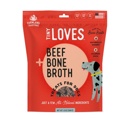 Farmland Traditions Tiny Loves Dog Bone Broth Treats Beef