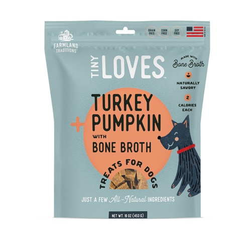 Farmland Traditions Tiny Loves Dog Bone Broth Treats Turkey & Pumpkin